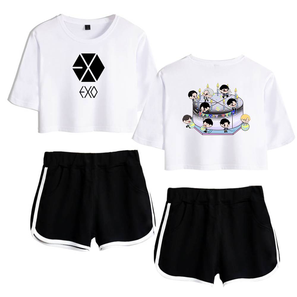 EXO Chibi Cake Tracksuit - White-Black
