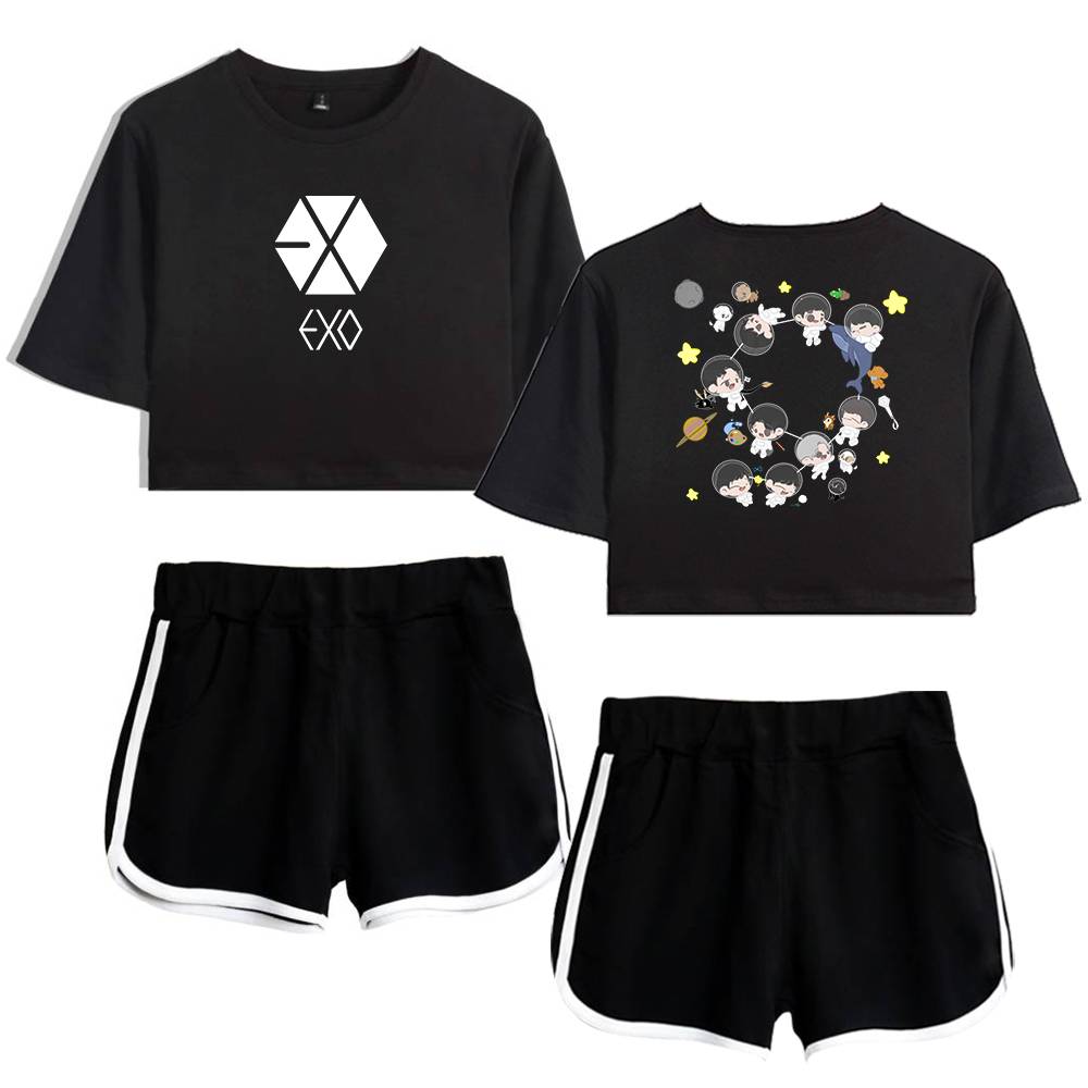 EXO Chibi Galaxy Tracksuit - Black-Black