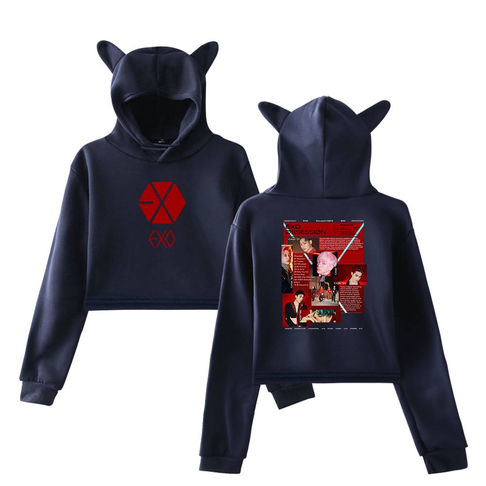 EXO Obsession Case File Cropped Hoodie - Blue