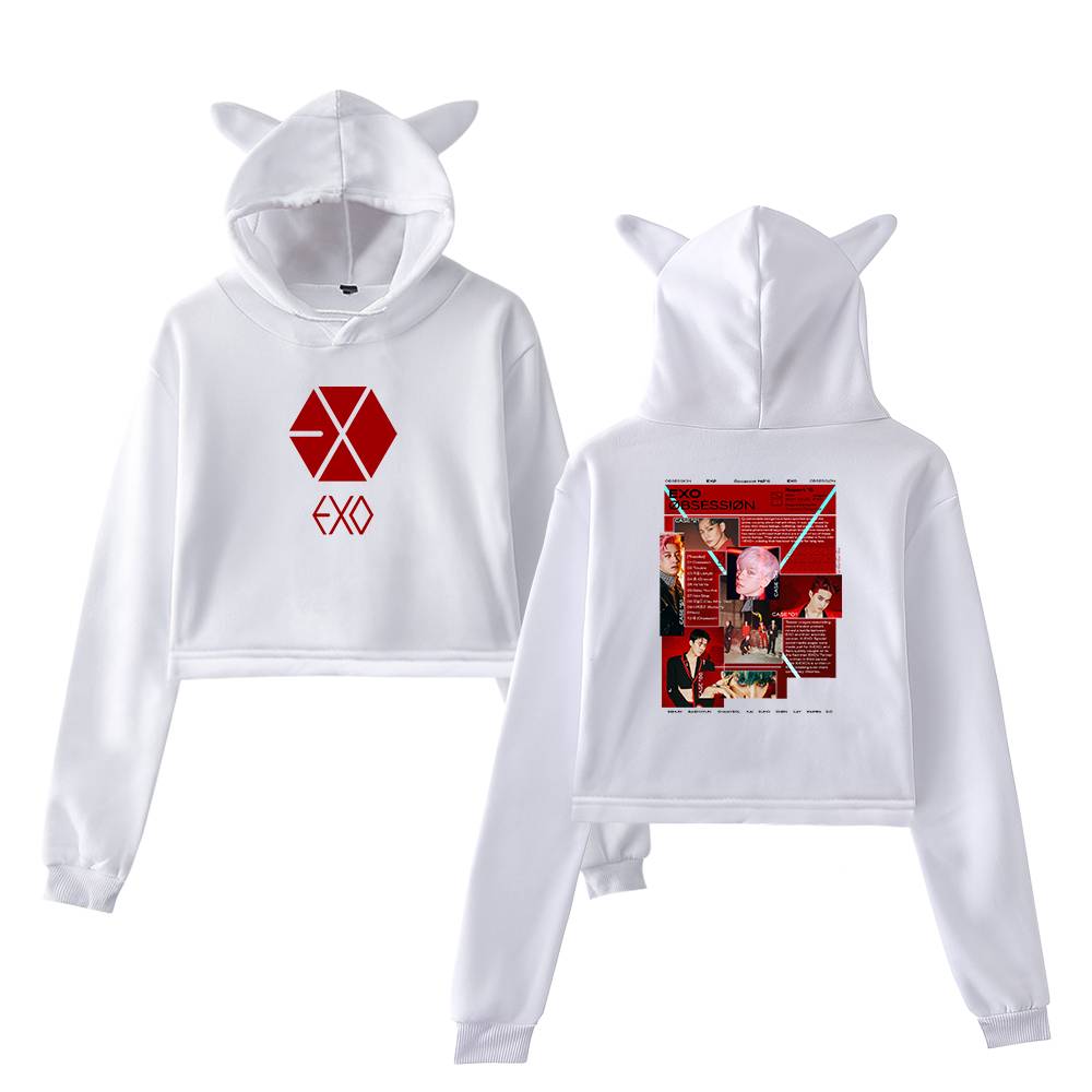 EXO Obsession Case File Cropped Hoodie - White